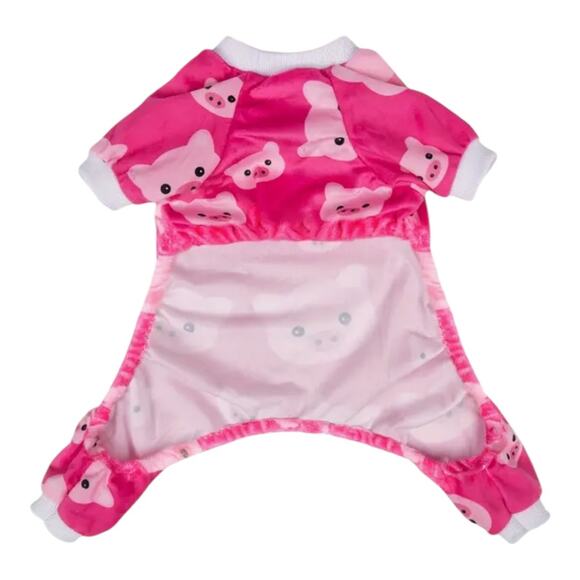 Cozy Pink Pig-Themed Dog Cat Pajamas Soft Stretchable Polyester Small Breeds XXL - Picture 2 of 5